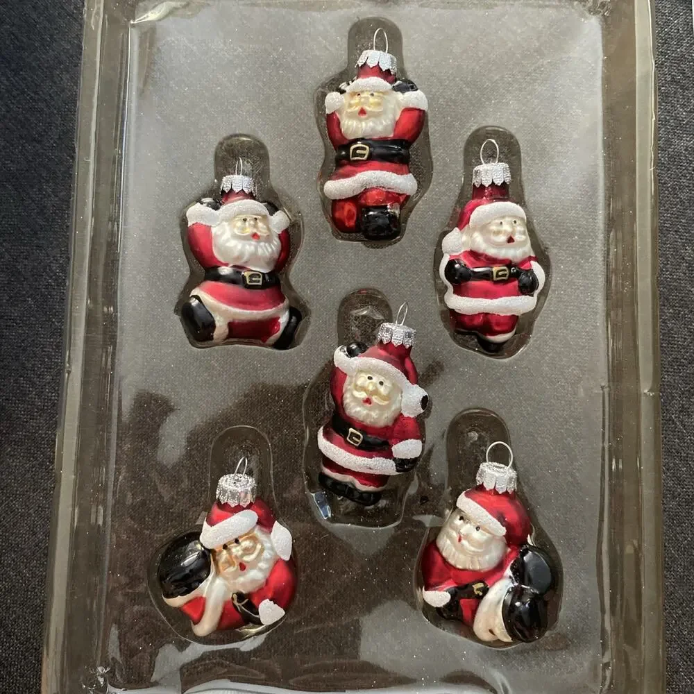 Vintage Set Of 6 2007 Target Santa Glass Christmas Ornaments